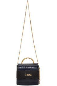 Chloé - ネイビー クロコ スモール Aby ロック バッグ