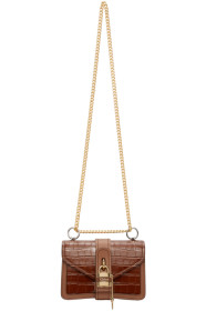 Chloé - Sac embossé façon croco brun clair Aby Chain