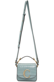Chloé - Sac embossé façon croco bleu Mini 'Chloé C'