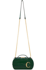 Chloé - Sac embossé façon croco vert Mini 'Chloé C' Vanity