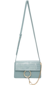 Chloé - Sac embossé façon croco bleu Small Faye