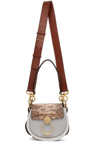 Chloé - Sac embossé façon croco brun et bleu Small Tess