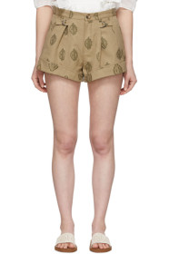 Chloé - 棕色 Monogram 卷边短裤