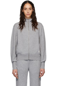 Chloé - Pull à capuche et glissière en cachemire gris