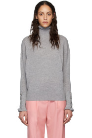 Chloé - 灰色荷叶边羊绒高领衫