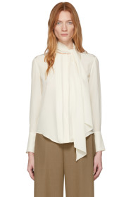 Chloé - Chemisier en soie blanc cassé Neck-Tie