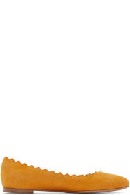 Chloé - Orange Suede Lauren Flats