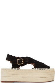 Chloé - Black Suede Lauren Espadrilles Flat Sandals