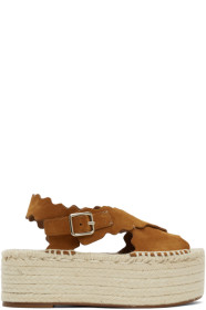 Chloé - Sandales en suède brun clair Espadrilles