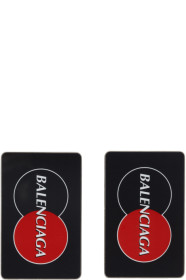 Balenciaga - Black & Red Visitor Plate Earrings