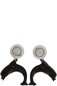 Balenciaga - Silver & Black Mermaid Dolphin Earrings