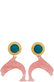Balenciaga - Gold & Pink Mermaid Dolphin Earrings