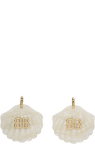 Balenciaga - White & Gold Mermaid Shell Earrings