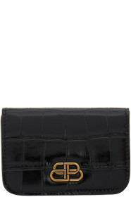 Balenciaga - Black Croc Mini BB Wallet