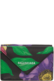 Balenciaga - ブラック フローラル ミニ ペーパー ウォレット