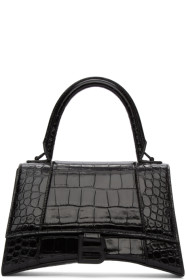 Balenciaga - Sac embossé façon croco noir Small Hourglass