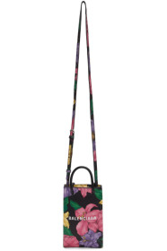 Balenciaga - Sac fleuri multicolore Shopping Phone Holder