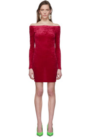Balenciaga - Red Crushed Velvet Shorts Dress