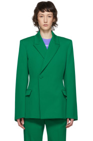 Balenciaga - Blazer en laine vert Waisted
