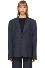 Balenciaga - Navy Washed Prince Of Wales Blazer