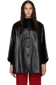 Balenciaga - Black Denim Coated Opera Coat