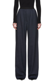 Balenciaga - Pantalon en laine bleu marine Prince Of Wales