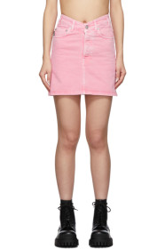 Balenciaga - Pink Denim V-Neck Miniskirt
