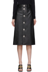 Balenciaga - Black Leather Button-Down Skirt