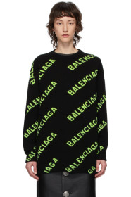 Balenciaga - Black & Green All Over Logo Sweater
