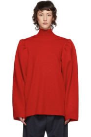 Balenciaga - Red Wool Puffed Sleeves Turtleneck