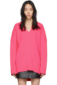 Balenciaga - Pink Knit V-Neck Sweater