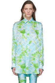 Balenciaga - Blue & Green Silk Floral Shirt