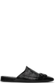 Balenciaga - Black Croc BB Mules