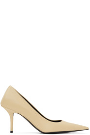 Balenciaga - Beige Leather Square Knife Pumps