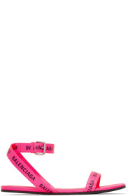 Balenciaga - Sandales roses Logo Strap