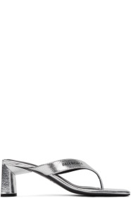 Balenciaga - Silver Flip Flop Heels