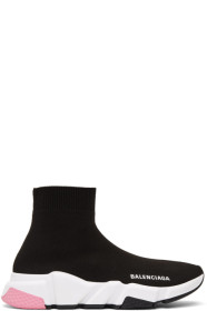 Balenciaga - 黑色 & 粉色 Speed 高帮运动鞋