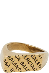 Balenciaga - Bague dorée Precious Logo Rectangle