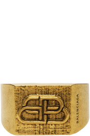 Balenciaga - Bague dorée BB Logo