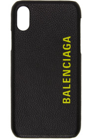 Balenciaga - Étui pour iPhone X en cuir à logo noir