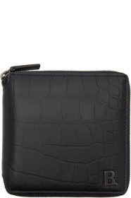 Balenciaga - Portefeuille embossé façon croco noir Square