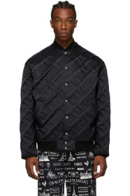 Balenciaga - Blouson aviateur à logo brodé noir