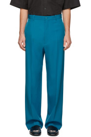 Balenciaga - Pantalon en laine bleu Baggy Tailored
