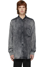 Balenciaga - Chemise en satin noire Acid Wash