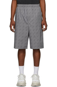 Balenciaga - Short de boxe en popeline gris All Over Logo