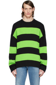 Balenciaga - Black & Green Stripe Crewneck Sweater