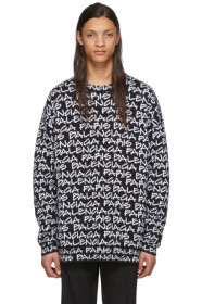 Balenciaga - Pull molletonné noir et blanc 'Balenciaga Paris'