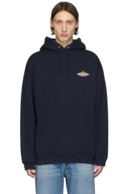 Balenciaga - Navy Brushed Logo Hoodie