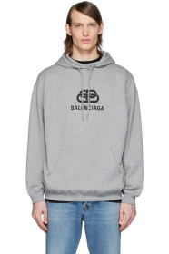Balenciaga - Pull à capuche gris BB