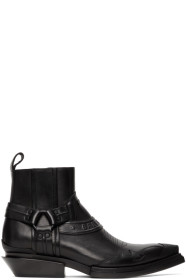 Balenciaga - Bottes à harnais noires Santiag